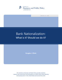 Bank Nationalization - Brookings Institution