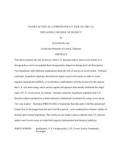 COVERT ACTION AS A FOREIGN POLICY TOOL OF THE U.S.