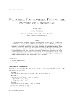 Factoring Polynomials: Finding the factors of a