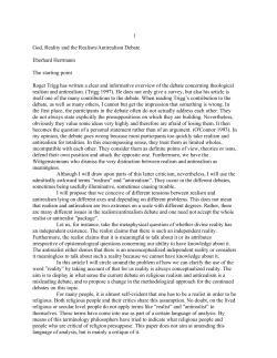 1 God, Reality and the Realism/Antirealism Debate Eberhard