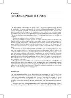 Jurisdiction, Powers and Duties