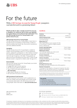 With a UBS Savings Account for Young People youngsters can look