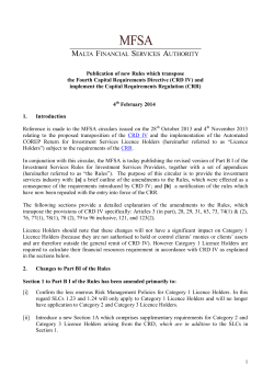 Publication of new Rules which transpose the Fourth Capital