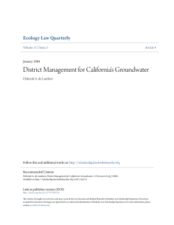 District Management for California`s Groundwater