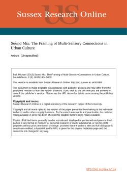 1 Space, Morality and Experience: Sensory Training and the Media