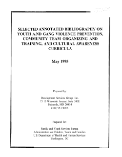Selected Annotated Bibliography on Youth and