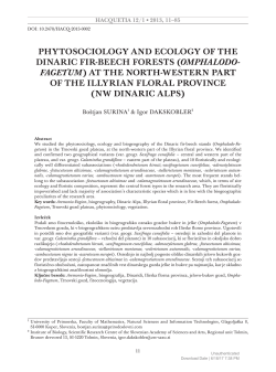 PHYTOSOCIOLOGY AND ECOLOGY OF THE DINARIC FIR