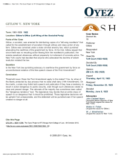 GITLOW V. NEW YORK