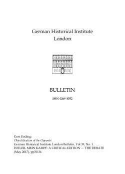 Objectification of the Opposite - German Historical Institute London