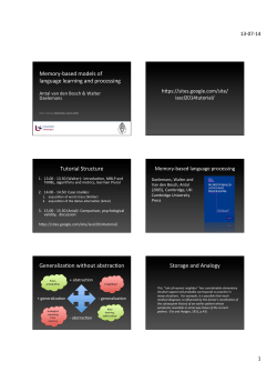 Memory-‐based models of language learning and processing