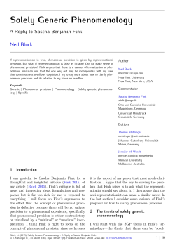 Solely Generic Phenomenology - Open