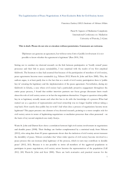 The Legitimisation of Peace Negotiations: A