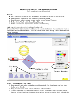 Physics Critical Angle and Total Internal Reflection Lab To be