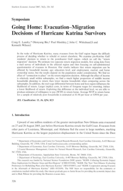 Going Home: Evacuation-Migration Decisions of Hurricane Katrina