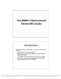 MMPI-‐2 Restructured Clinical (RC) Scales