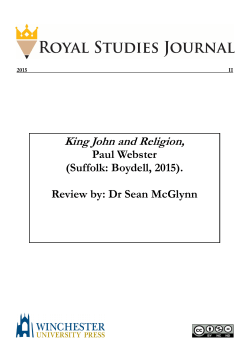 King John and Religion - Royal Studies Journal