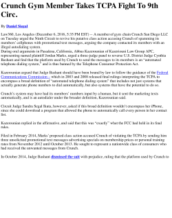 Crunch Gym member Takes TCPA Fight To 9th Circuit