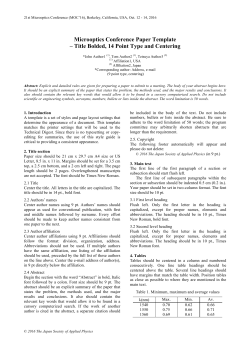 Microoptics Conference Paper Template &ndash; Title Bolded, 14 Point