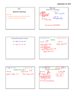 3-3 Special Factoring