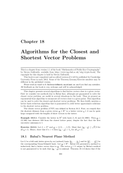 Algorithms for the Closest and Shortest Vector Problems