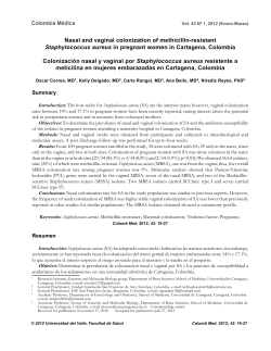 Nasal and vaginal colonization of methicillin