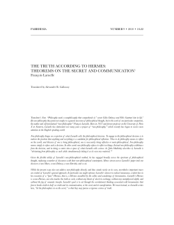 The TruTh According To hermes - Parrhesia: A Journal of Critical