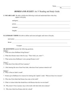 Romeo and Juliet Act 5 Study Guide