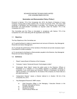 Nomination and Remuneration Policy