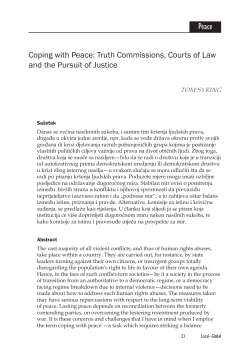Coping with Peace: Truth Commissions, Courts of