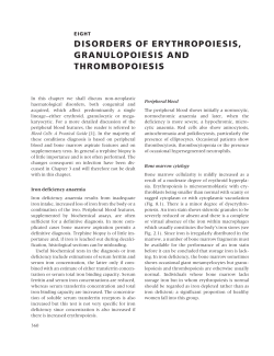 Disorders of Erythropoiesis, Granulopoiesis and Thrombopoiesis