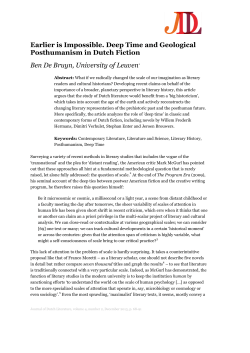 Earlier is Impossible. Deep Time and Geological Posthumanism in