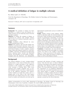 A medical definition of fatigue in multiple sclerosis