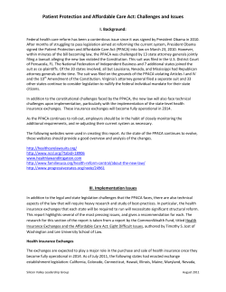 Patient Protection and Affordable Care Act: Challenges and Issues