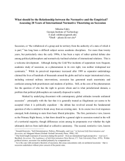 International Normative Theorising on Secession: What should be
