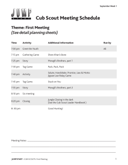 Cub Scout Meeting Schedule