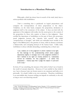 Introduction to a Mundane Philosophy