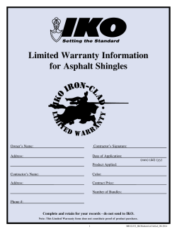 Limited Warranty Information for Asphalt Shingles
