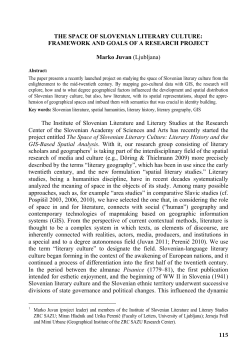 115 111 THE SPACE OF SLOVENIAN LITERARY CULTURE