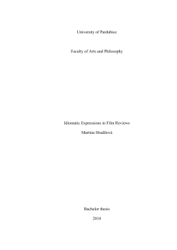 University of Pardubice Faculty of Arts and Philosophy Idiomatic
