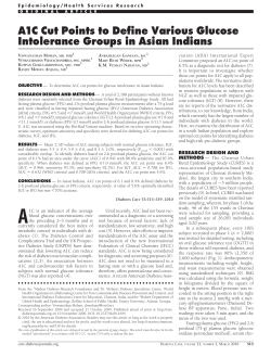 A1C Cut Points to Define Various Glucose