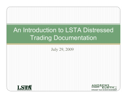 An Introduction to LSTA Distressed Trading