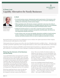 Liquidity Alternatives for Family Businesses