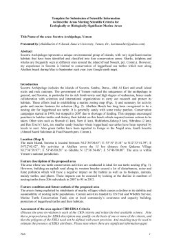 Template for Submission of Scientific Information to Describe Areas