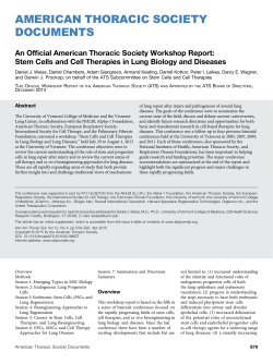 Stem Cells and Cell Therapies in Lung Biology and Diseases