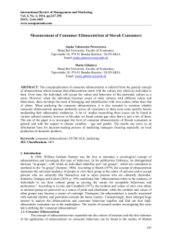 Measurement of Consumer Ethnocentrism of Slovak Consumers