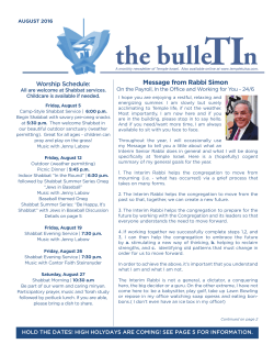 August 2016 - Temple Israel Tulsa