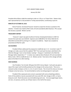 EVSTL SENIOR TENNIS LEAGUE January 28, 2014 President Kline