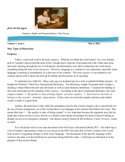 May Topic of Discussion: Exigency Today`s word wall word is the