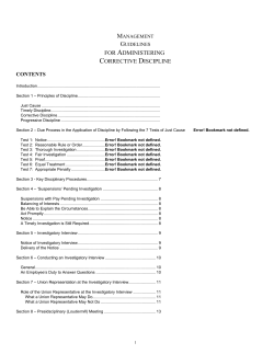 FOR ADMINISTERING CORRECTIVE DISCIPLINE