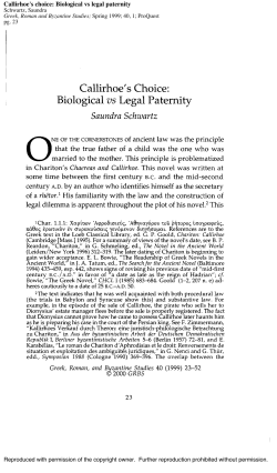 Callirhoe`s Choice: Biological vs Legal Paternity